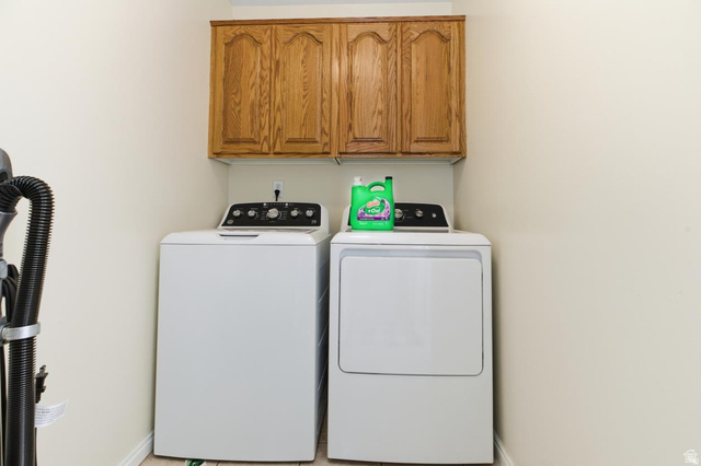 619 East 1st S Street, Unit S Preston, ID 83263 - Photo 11 of 16 Dedicated laundry space featuring upper wood cabinetry and light-toned walls