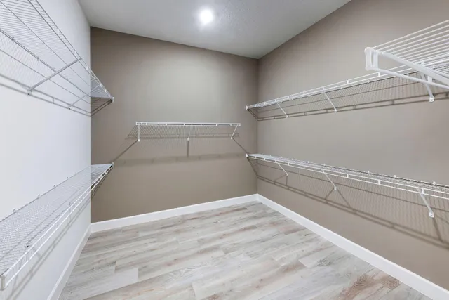 a view of a room with racks on the wall