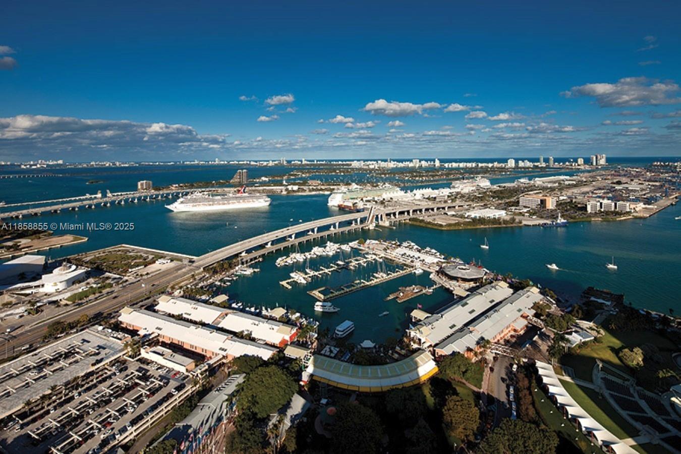 253 Northeast 2nd Street, Unit 3302 Miami, FL 33132 - Photo 16 of 27 a view of a lake in middle of the city