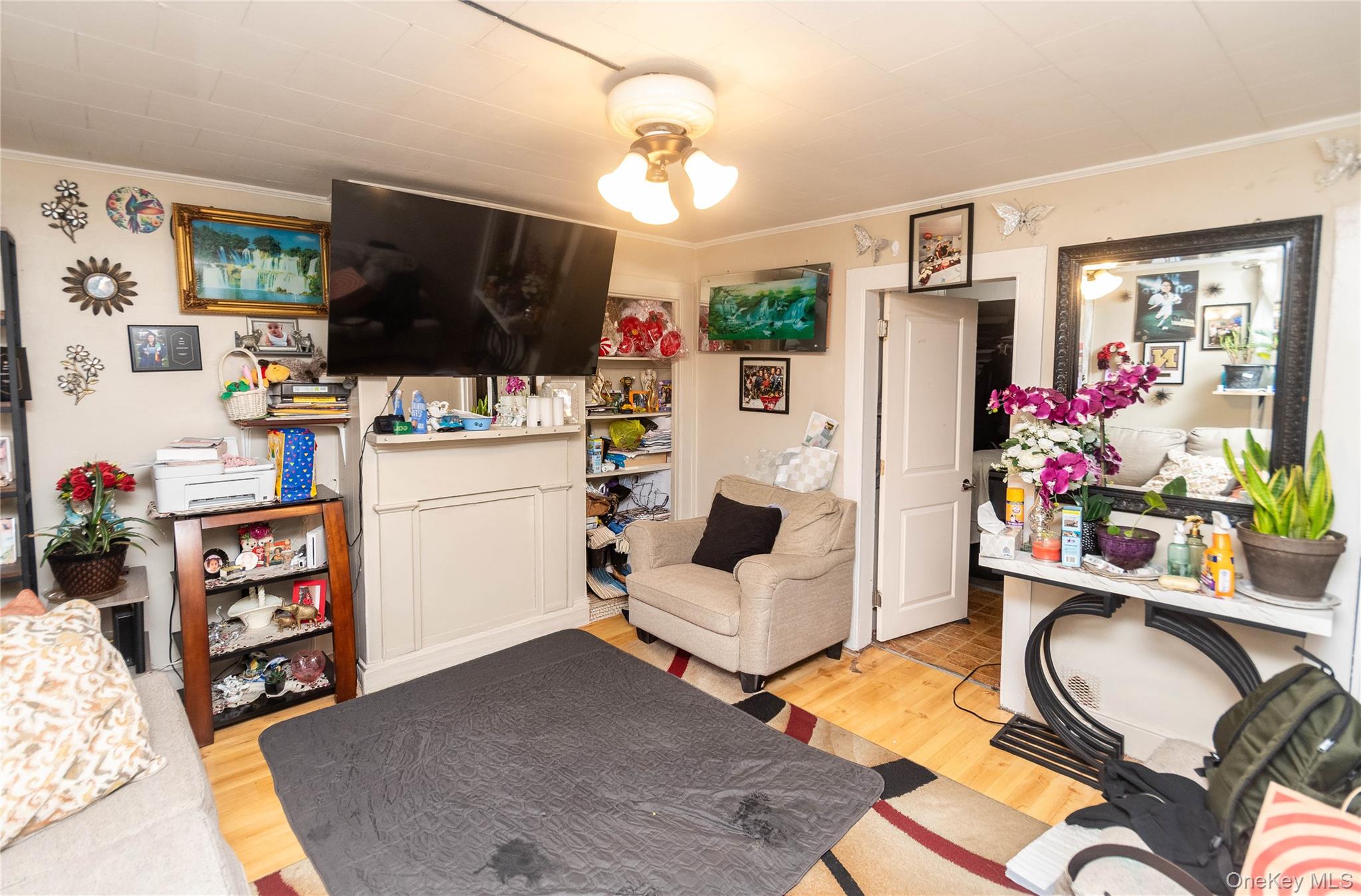 46 Hasbrouck Street Newburgh, NY 12550 - Photo 6 of 26 a living room with furniture and a flat screen tv