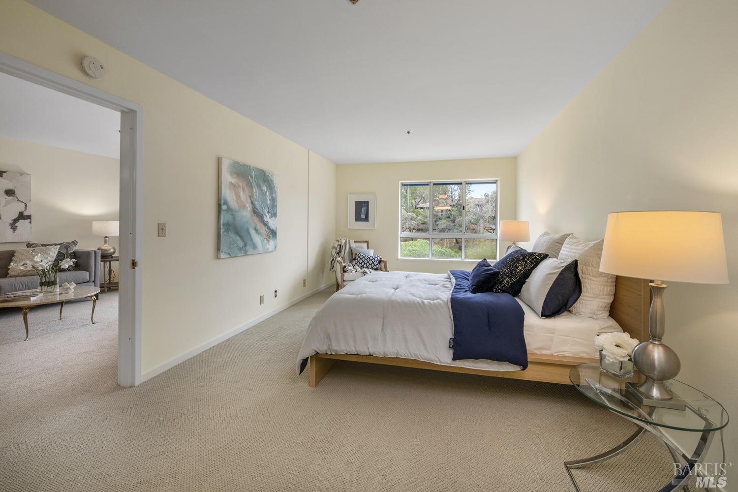 100 Thorndale Drive, Unit 303 San Rafael, CA 94903 - Photo 12 of 32 a spacious bedroom with a bed couch and a window