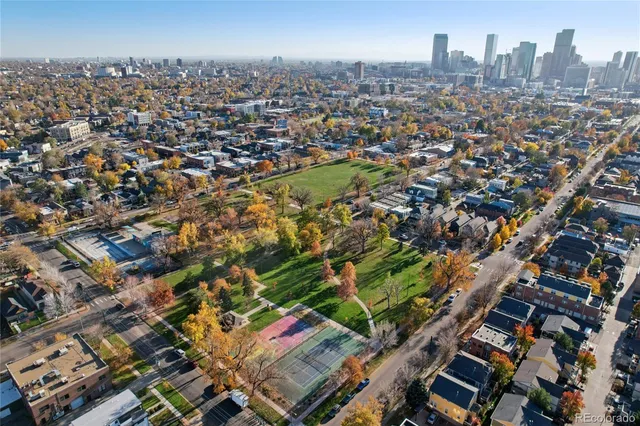 an aerial view of a city