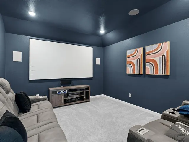 a projector room with windows