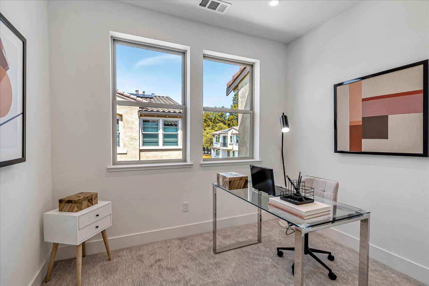 1277 Verano Road Mountain View, CA 94043 - Photo 23 of 52 a view of a workspace with furniture and a window