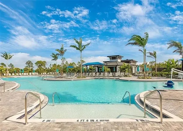 a view of a lake with a garden
