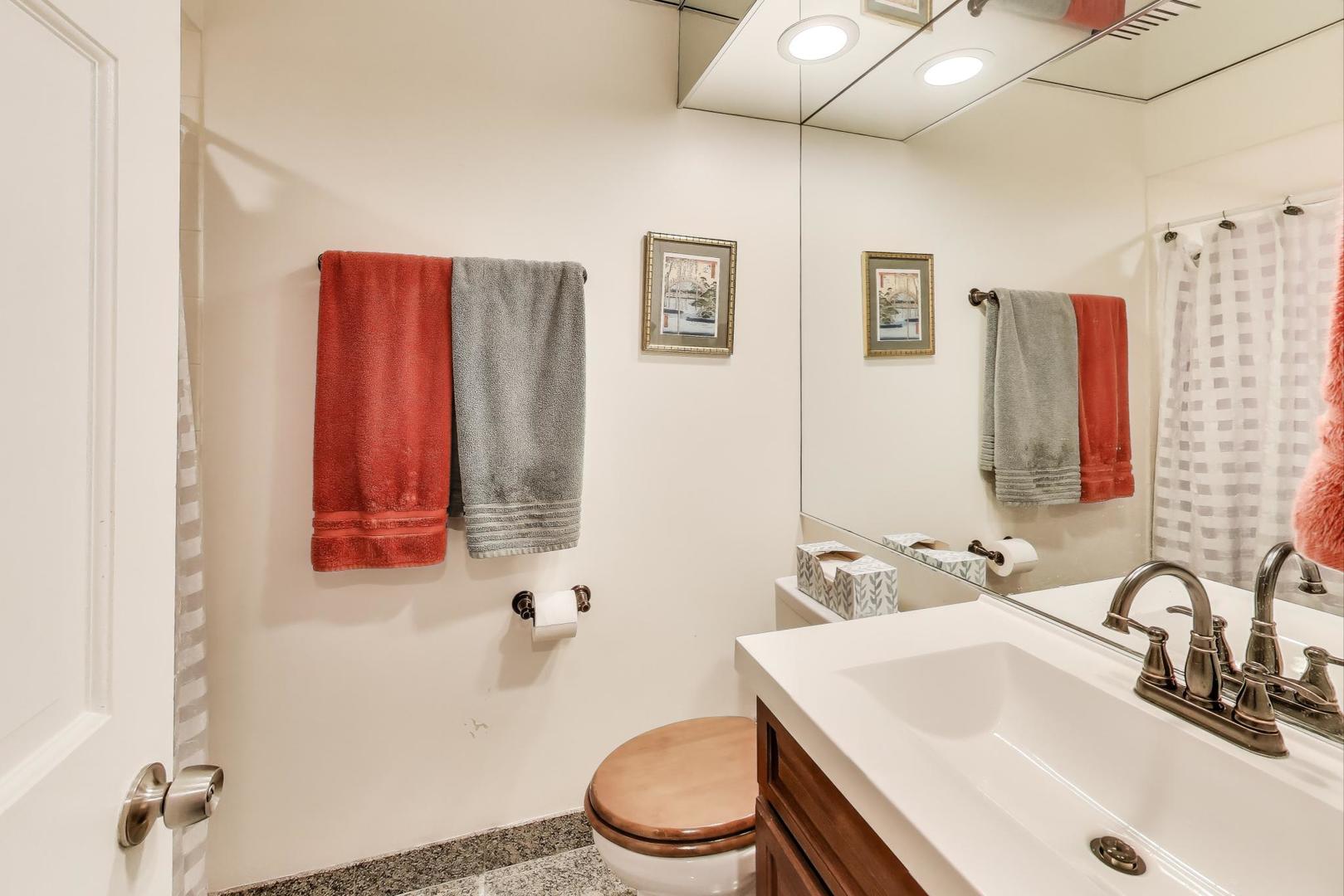 3955 Mission Hills Road, Unit D Northbrook, IL 60062 - Photo 18 of 26 a bathroom with a sink vanity mirror and toilet