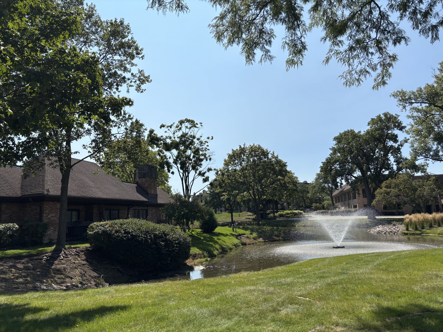 3955 Mission Hills Road, Unit D Northbrook, IL 60062 - Photo 3 of 26 a view of a backyard with potted plants and large trees