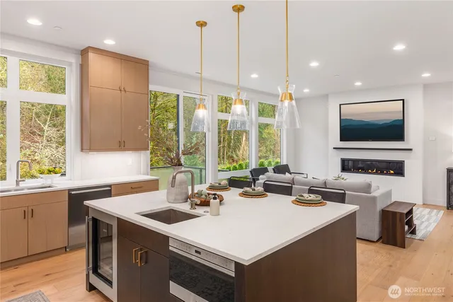 a kitchen with a sink and a window