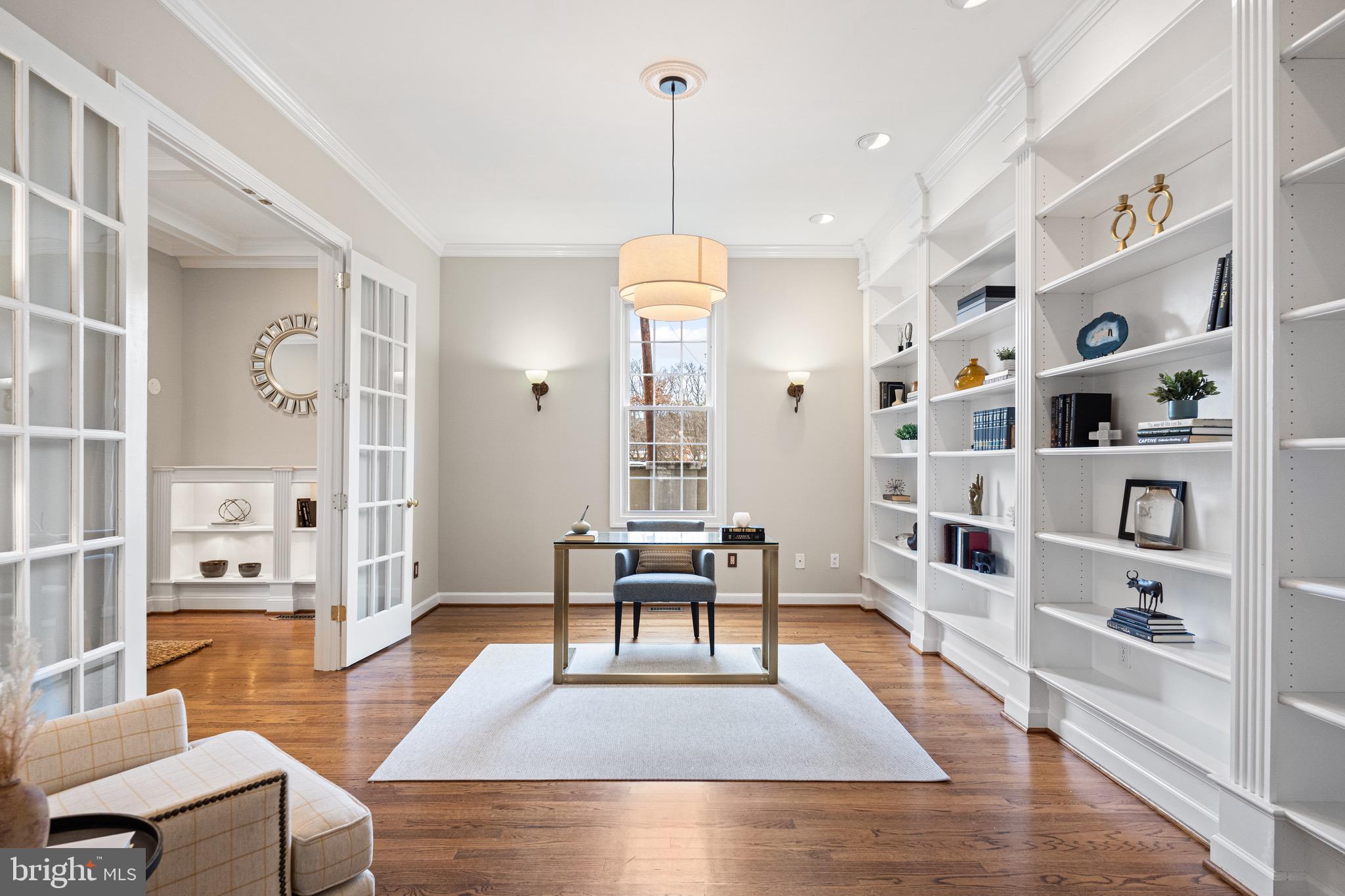 1500 Collingwood Road Alexandria, VA 22308 - Photo 11 of 57 Main level office with built-ins and French doors