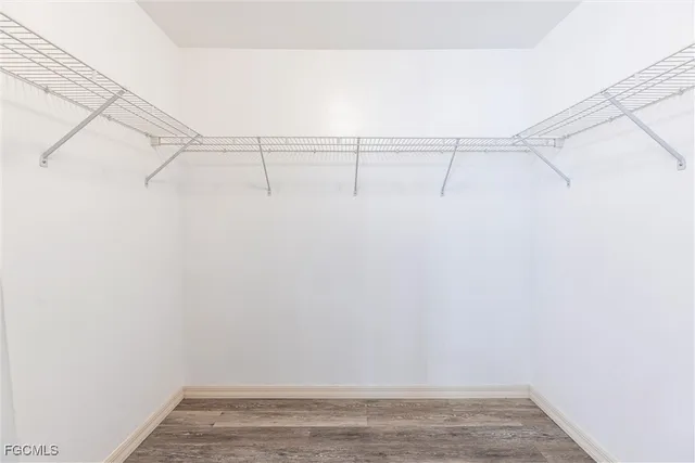 a view of a room with racks on the wall
