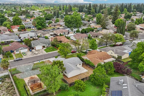 an aerial view of a garden with plants