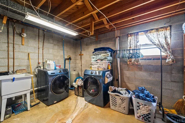 a storage room with washer and dryer