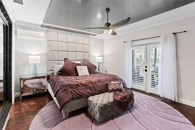 a view of a house with backyard sitting area and swimming pool