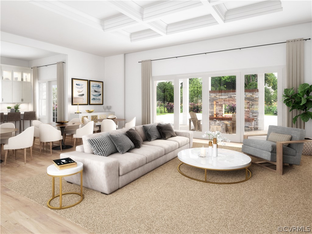 607 Rivanna Hill Road Glen Allen, VA 23060 - Photo 29 of 30 a living room with furniture and a dining table with wooden floor