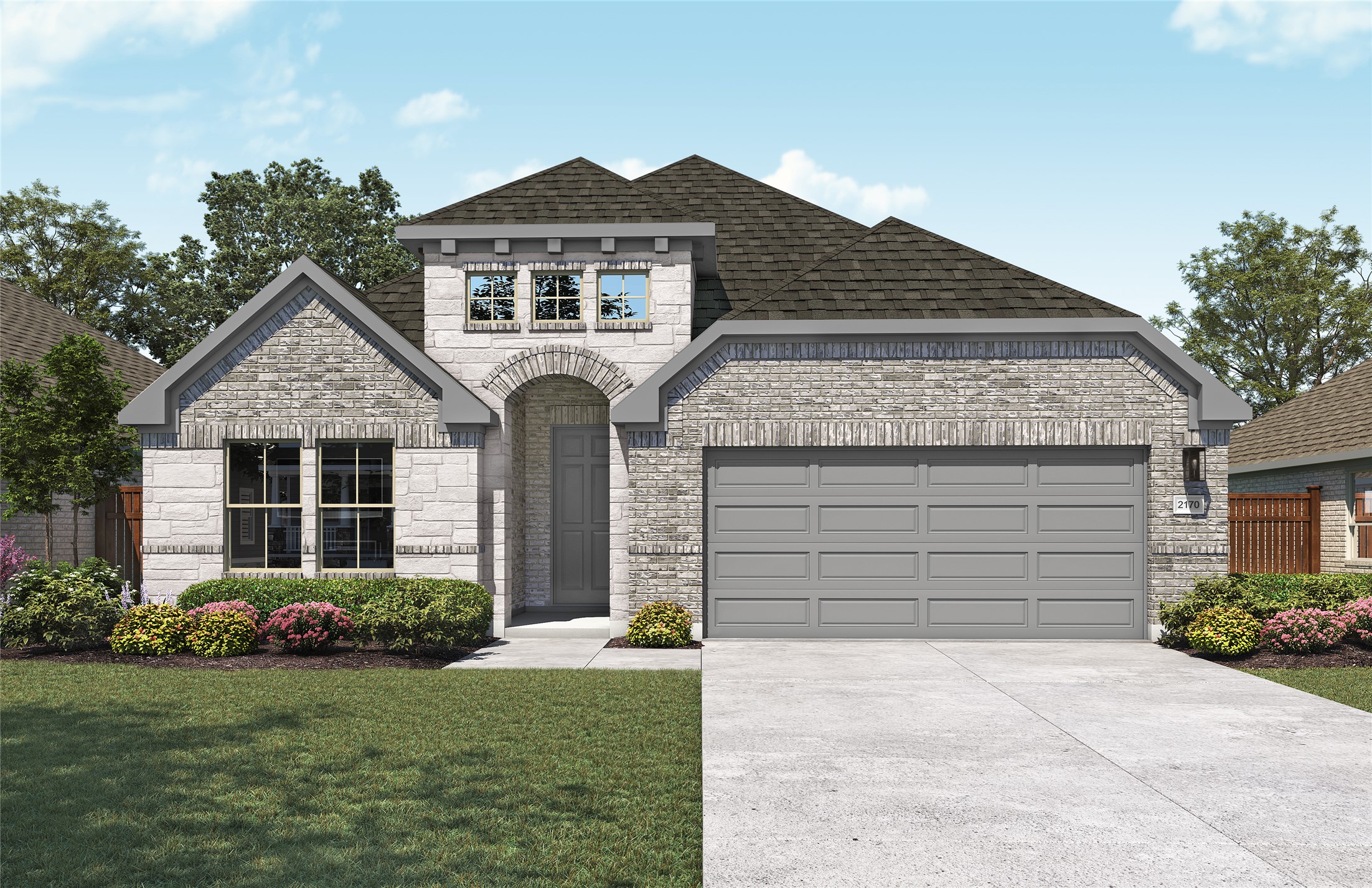 408 Rubber Tree Way Buda, TX 78610 - Photo 1 of 2 a front view of a house with a yard