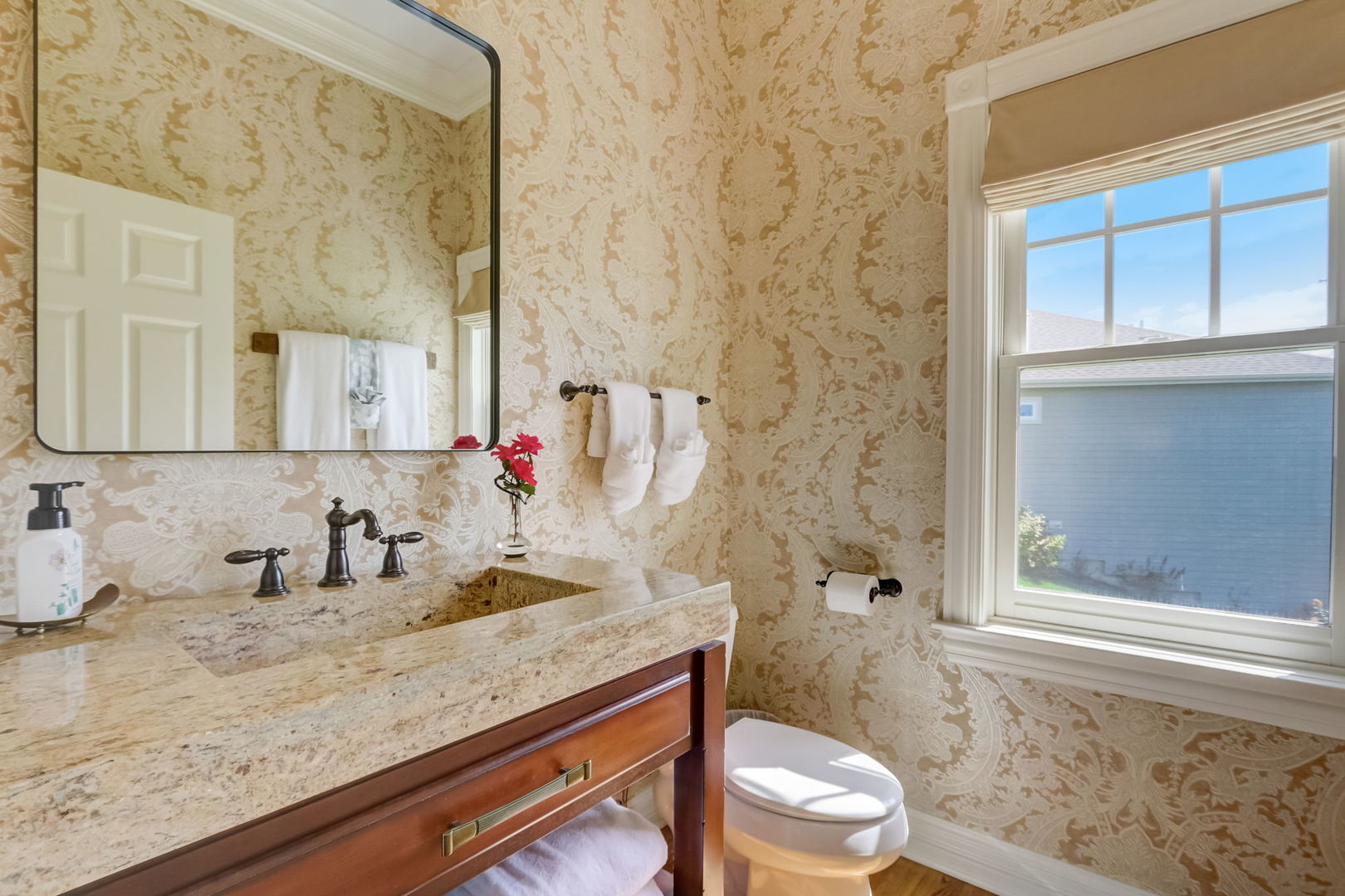 3462 Wild Prairie Lane Geneva, IL 60134 - Photo 23 of 59 a bathroom with a granite countertop sink toilet and shower
