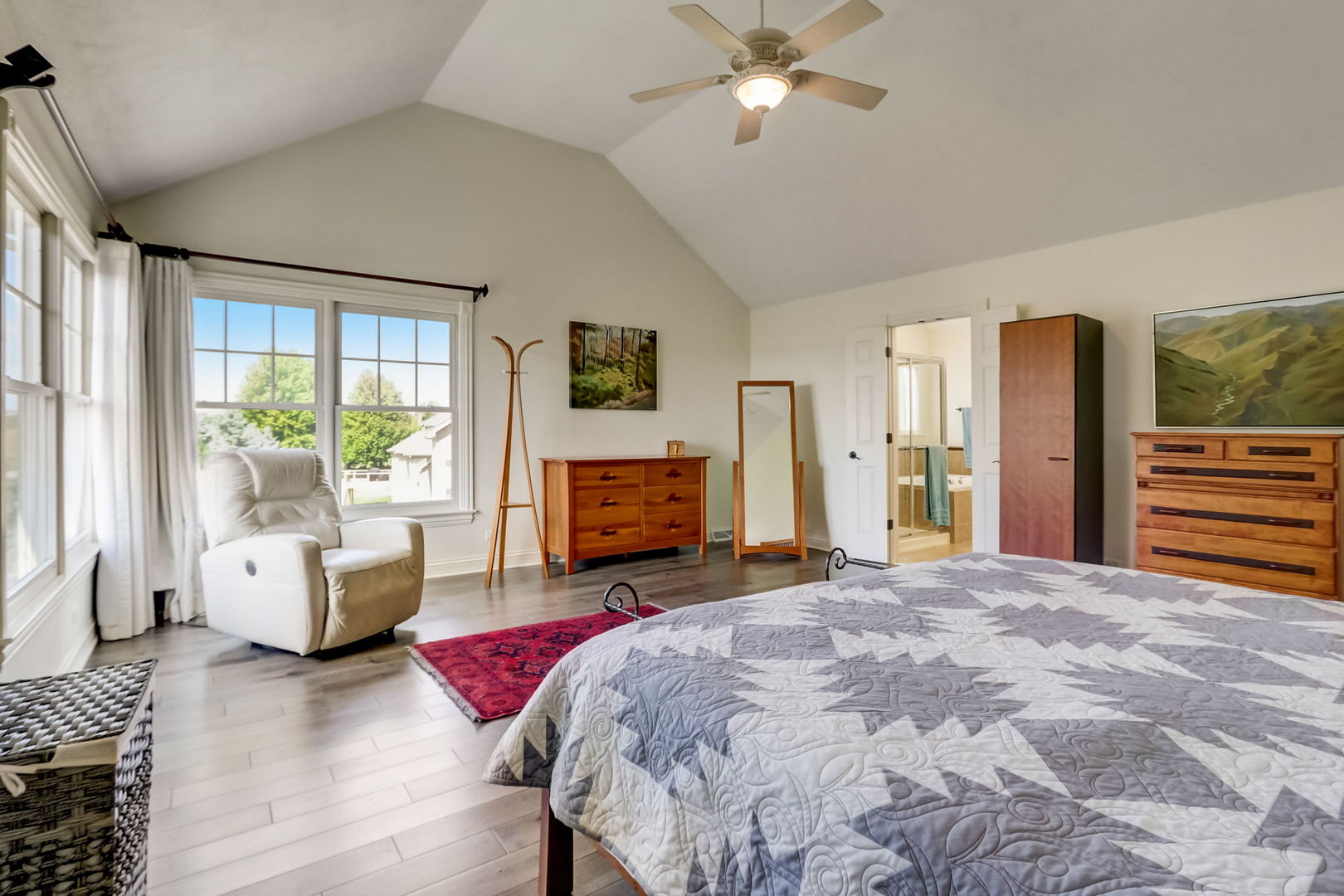 3462 Wild Prairie Lane Geneva, IL 60134 - Photo 36 of 59 a spacious bedroom with a bed and glass windows