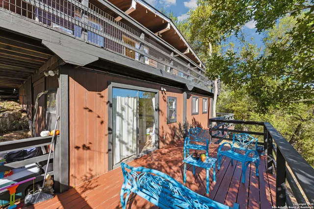 an outdoor space with seating