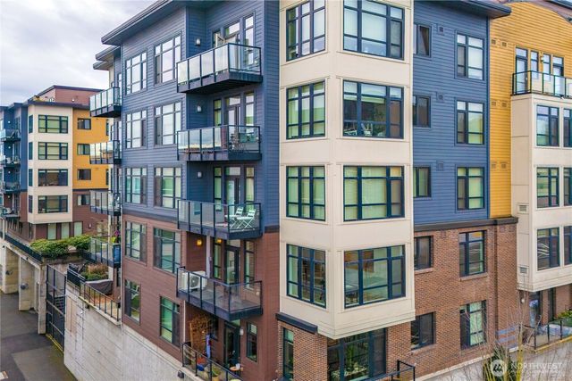 a front view of a multi story building