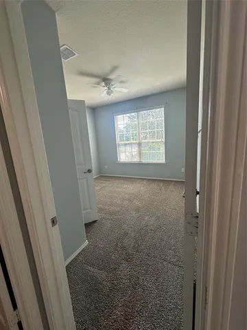 an empty room with a door