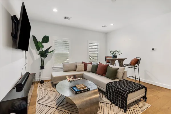 a living room with furniture