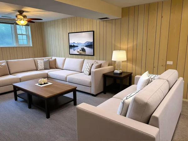 a living room with furniture and a flat screen tv