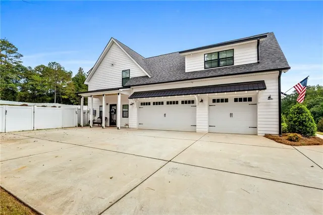 a view of a swimming pool with an outdoor space