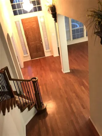 a view of a room with a window