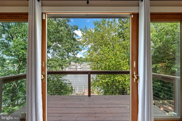 a view of balcony with furniture