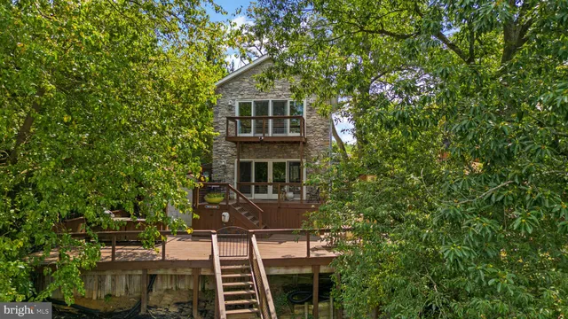 a view of a lake with a city