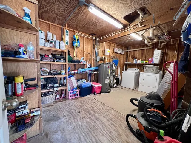 a view of a wooden deck with a bench