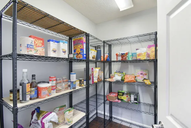 a view of a storage in a room