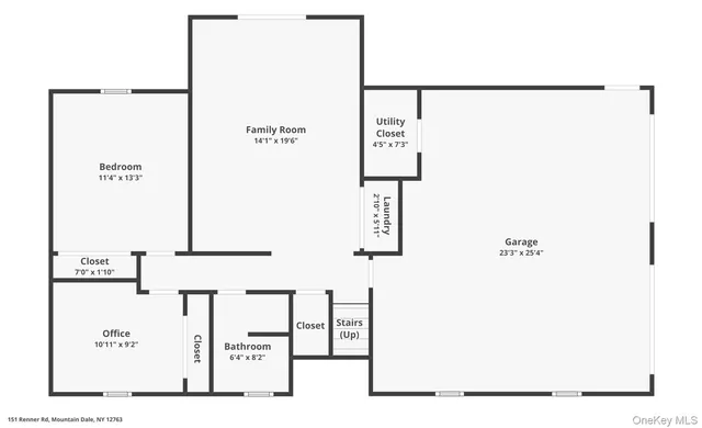 a view of a dry yard with trees in the background