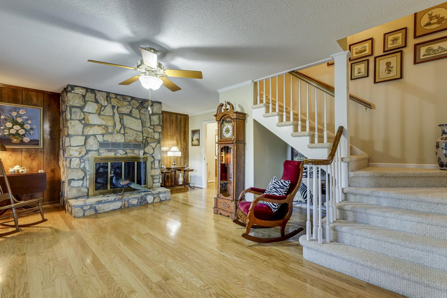 1493 Cooper Branch Road Clayton, NC 27520 - Photo 5 of 30 Charming stone fireplace (stones native to property)