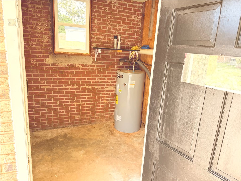 404 McClain Road Anderson, SC 29626 - Photo 5 of 24 This functional utility space provides essential home infrastructure within a durable brick construction.