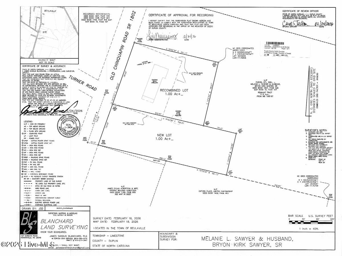293 Old Chinquapin Road Beulaville, NC 28518 - Photo 49 of 55 51. Recent Survey New Boundary Lines