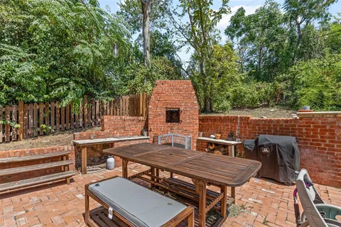 an outdoor view with patio