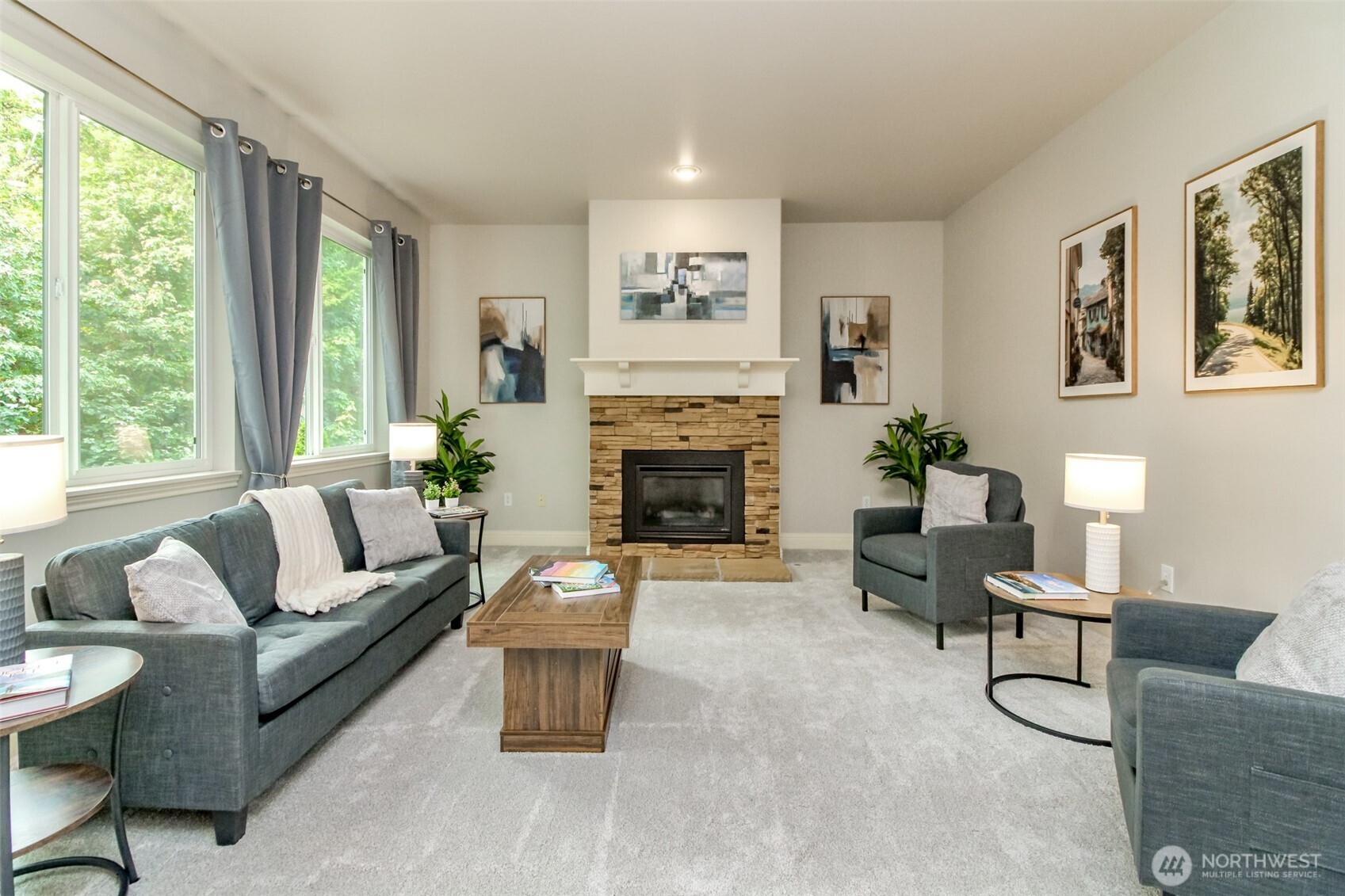 1913 Northeast 32nd Street Renton, WA 98056 - Photo 15 of 40 a living room with furniture and a fireplace