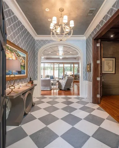 a view of a entryway door and living room