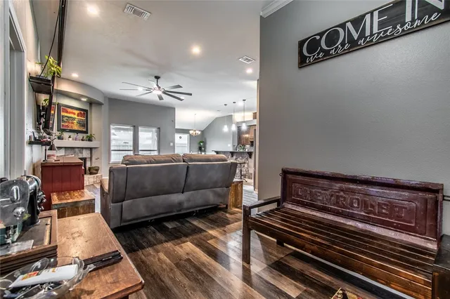 a living room with furniture