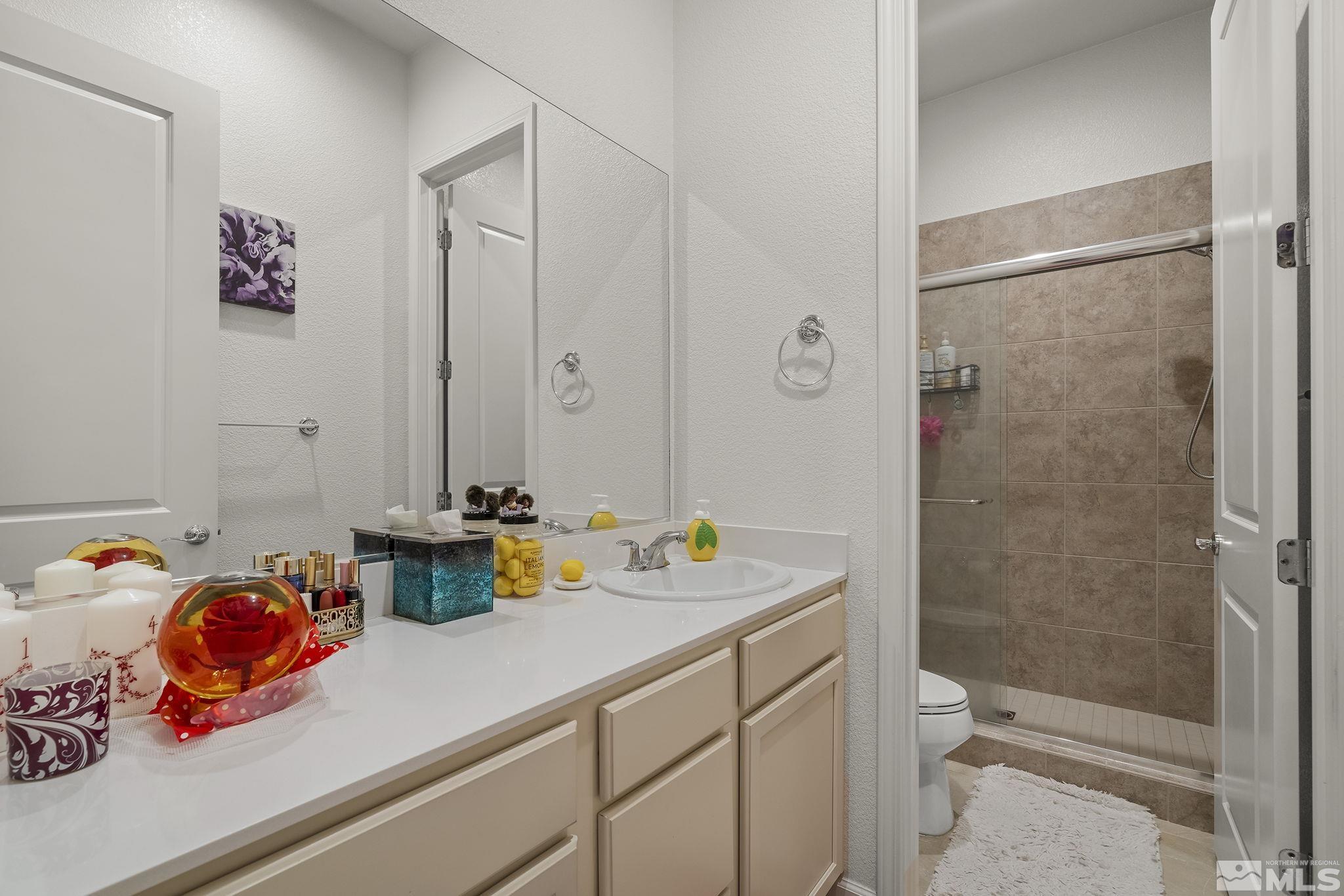 3080 Show Jumper Lane Reno, NV 89521 - Photo 23 of 40 a bathroom with a sink mirror vanity and toilet