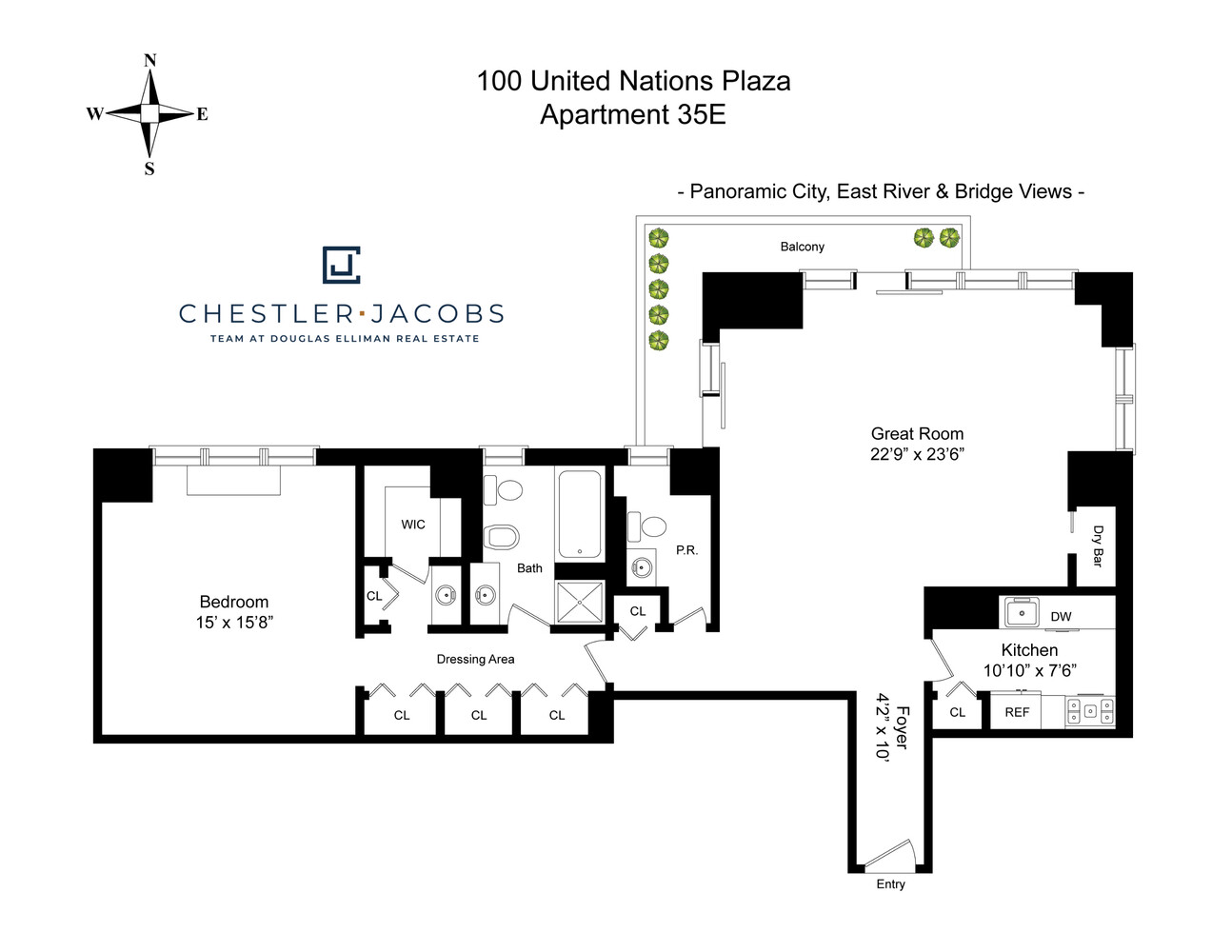 100 United Nations Plaza, Unit 35E Manhattan, NY 10017 - Photo 11 of 11 a picture of a bathroom with a sink