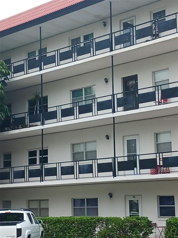 a view of a building with a window