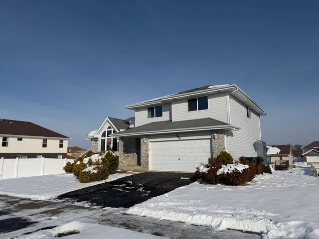 a front view of a house with a space