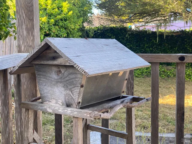 a view of a terrace with a garden