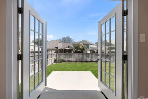 a view of porch with a yard
