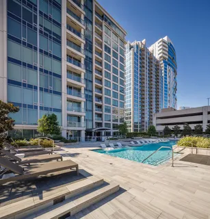 a view of a building with a swimming pool