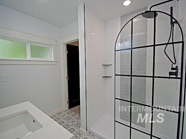 914 West 3rd Street Weiser, ID 83672 - Photo 27 of 49 Full bath featuring walk in shower, vanity, and recessed lighting