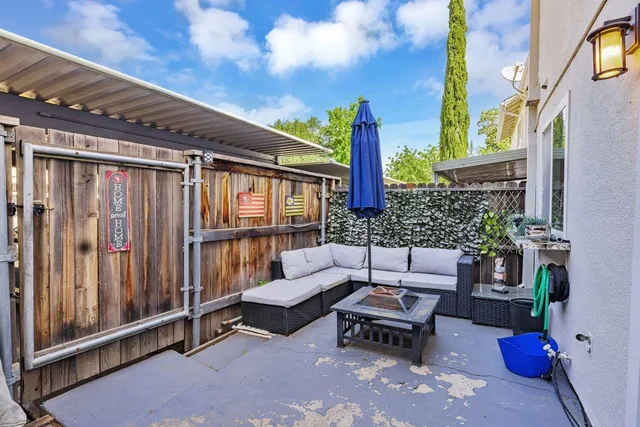 a view of an outdoor sitting area