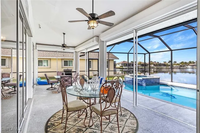 a view of a building with a swimming pool